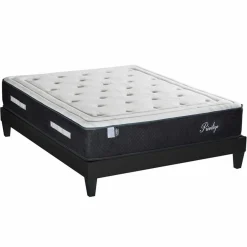 Discount Bellecour Ensemble Matelas + Sommier en bois Privilège anthracite/blanc - 160x200 cm
