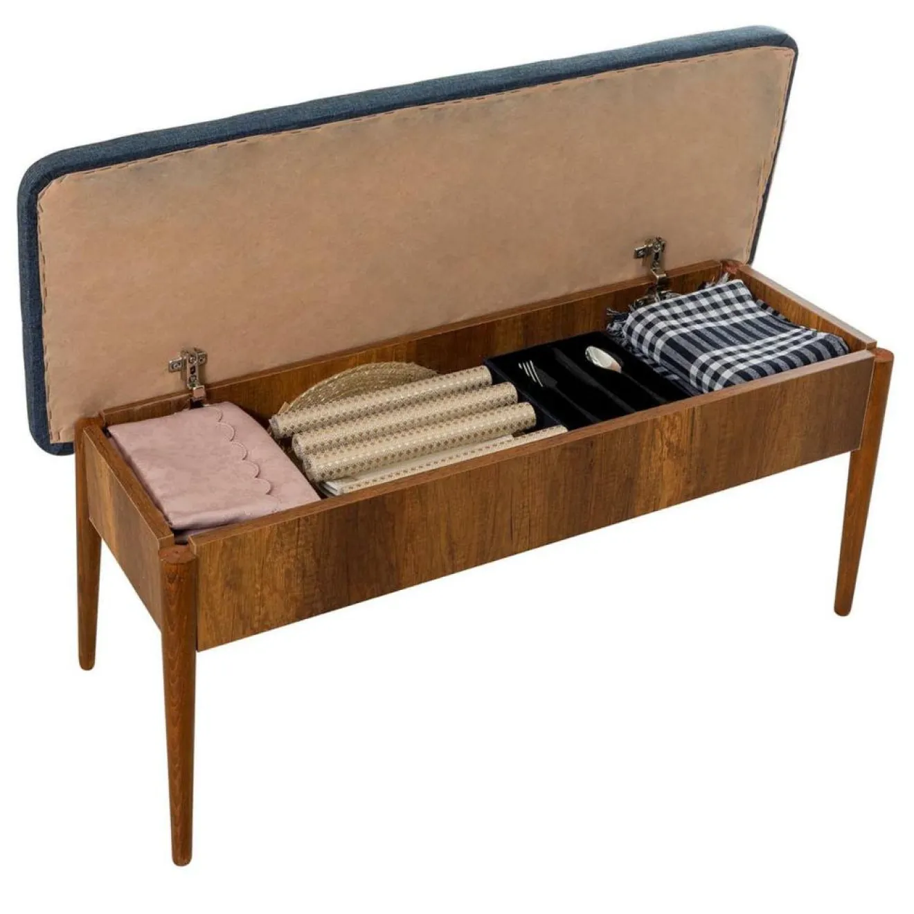 Online Wooden Art Ensemble table + 2 chaises + 2 bancs vina 1048 beige/bleu foncé