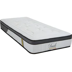 Bellecour Ensemble Tivoli Matelas Mémoire de forme + Sommier Bois blanc/noir - 90x200 cm