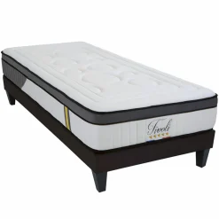 Discount Bellecour Ensemble Tivoli Matelas Mémoire de forme + Sommier Bois blanc/noir - 90x190 cm