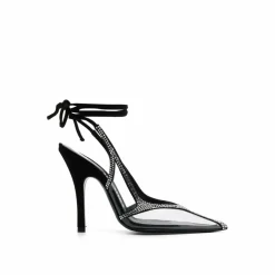 Femme The Attico Escarpins chromés à bride arrière noirs