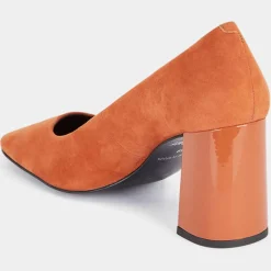 Femme Galeries Lafayette Escarpins en Cuir bi-matière orange brique - Talon 8,5 cm