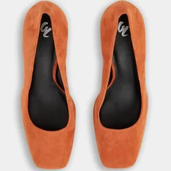 Femme Galeries Lafayette Escarpins en Cuir bi-matière orange brique - Talon 8,5 cm