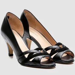 Discount Cosmoparis Escarpins en Cuir et Velours de Cuir Laveda noirs - Talon 7 cm