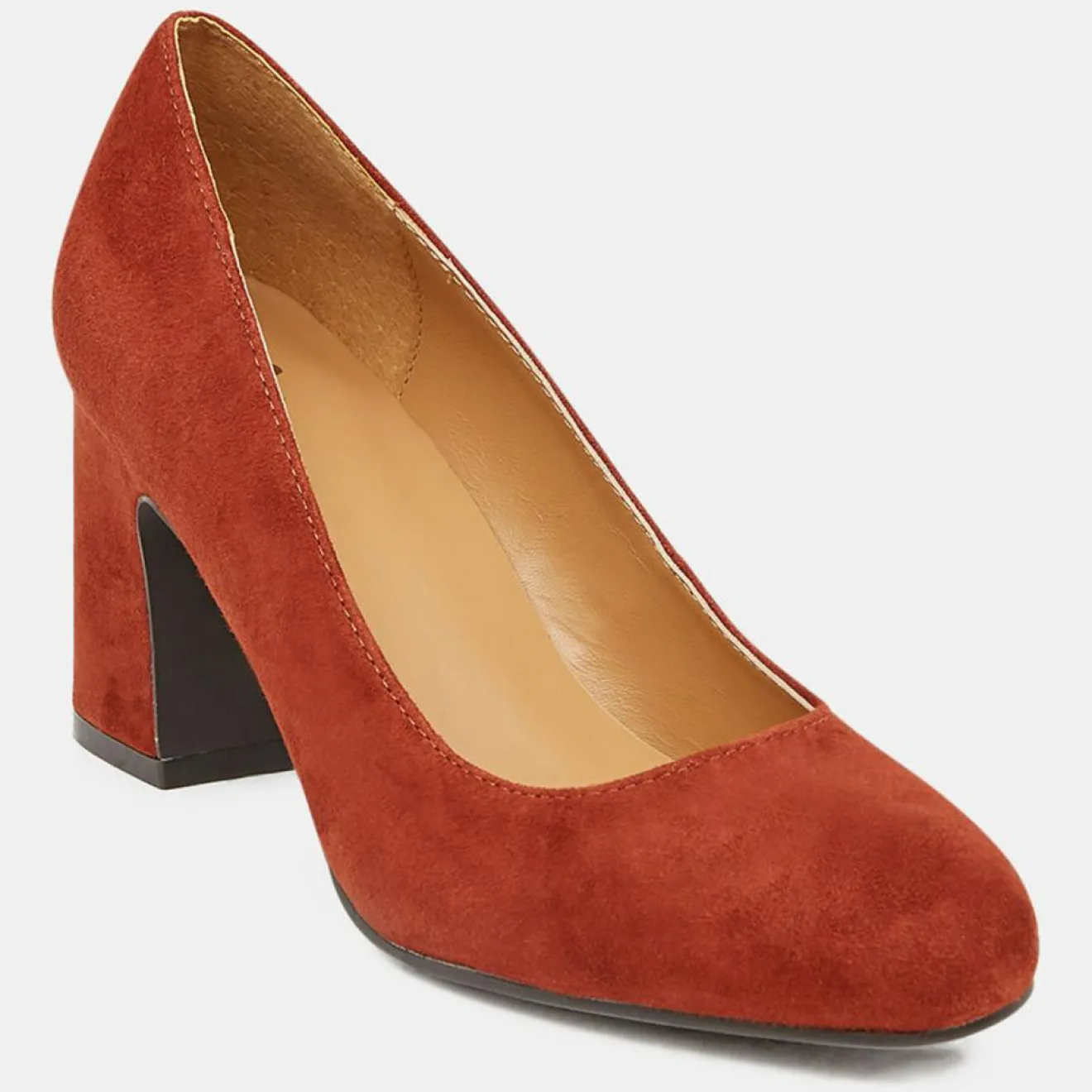 Best Galeries Lafayette Escarpins en Velours de Cuir Louis XV orange brique - Talon 7.5 cm