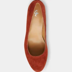 Best Galeries Lafayette Escarpins en Velours de Cuir Louis XV orange brique - Talon 7.5 cm