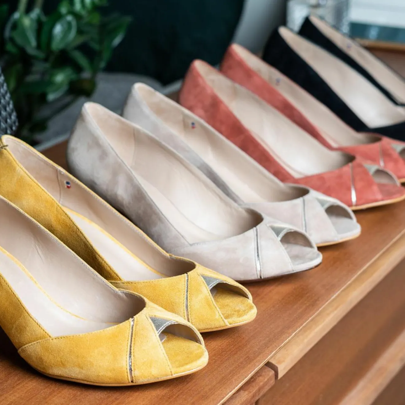 Femme Bocage Escarpins en Velours de Cuir Daphne pêche - Talon 6 cm