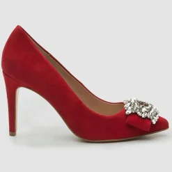 Online Cosmoparis Escarpins en Velours de Cuir Manifika rouges - Talon 9 cm