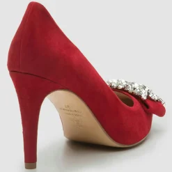Online Cosmoparis Escarpins en Velours de Cuir Manifika rouges - Talon 9 cm