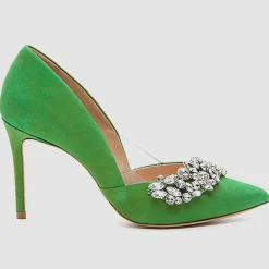 Femme Cosmoparis Escarpins en Velours de Cuir Adia verts - Talon 8 cm