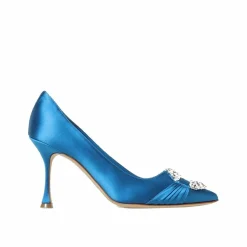Femme Manolo Blahnik Escarpins Maida 090 en satin bleus