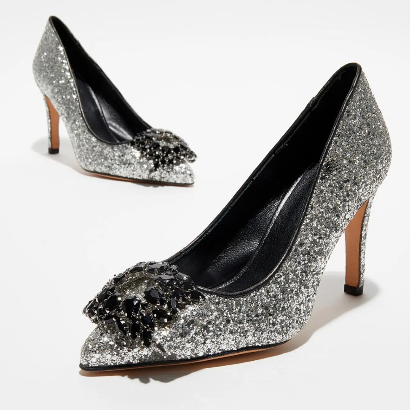 Femme Cosmoparis Escarpins Manifik à paillettes argentés - Talon 9 cm