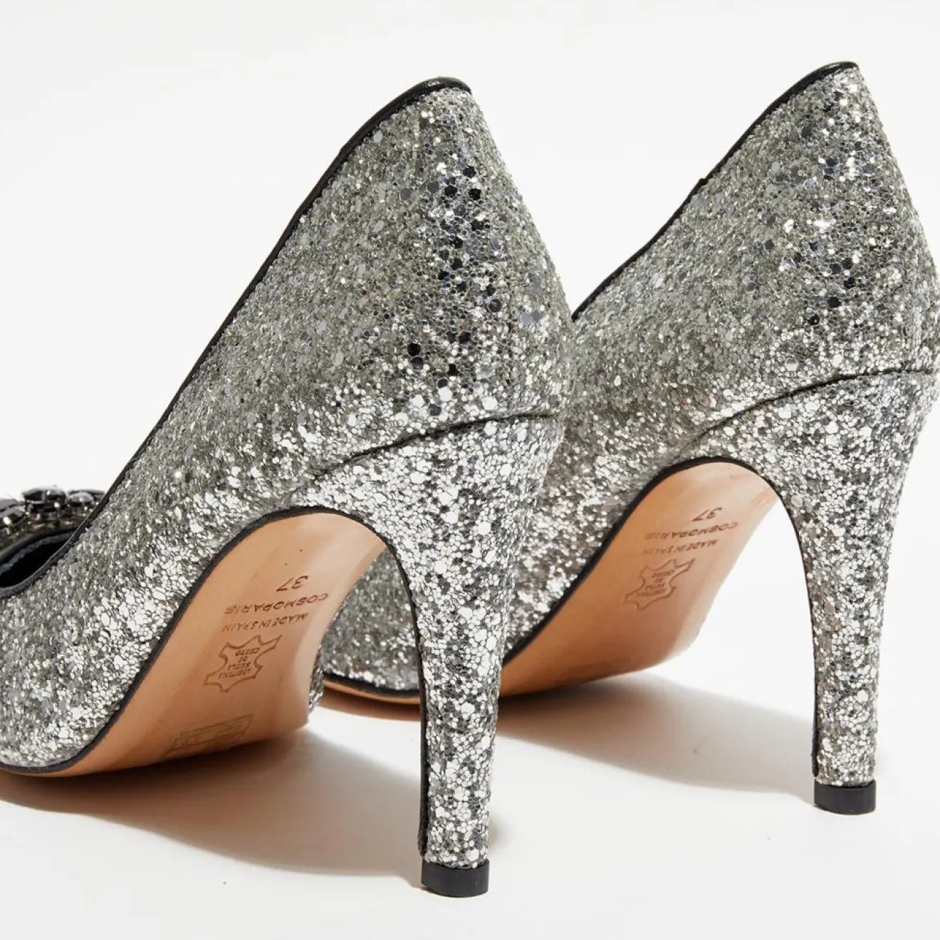 Femme Cosmoparis Escarpins Manifik à paillettes argentés - Talon 9 cm