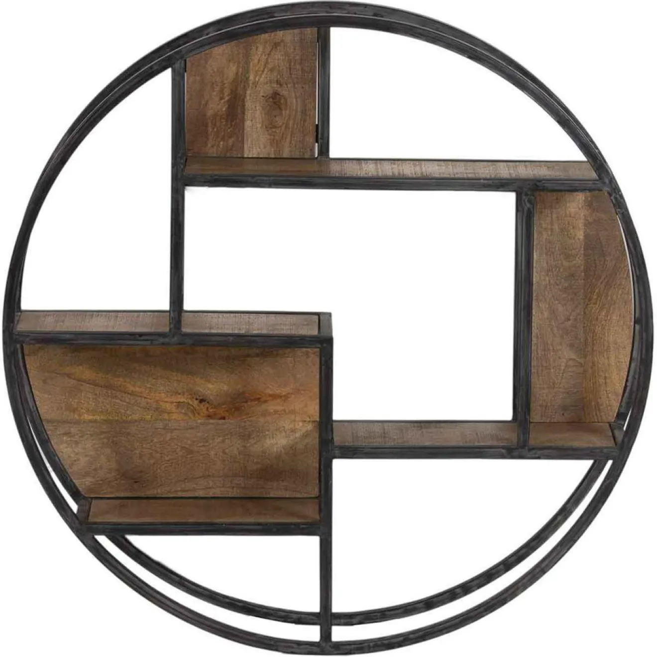 Best Bois & Chiffons Etagere bois metal ronde manguier stockholm naturel ciré - 80x16x80 cm