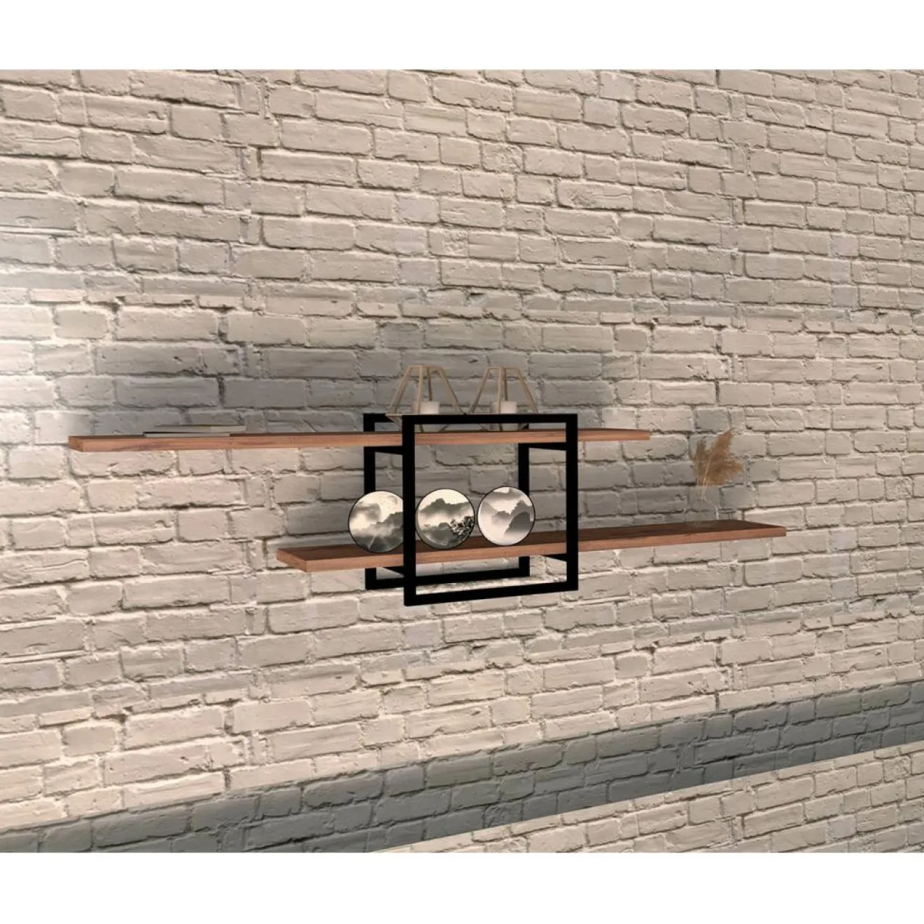 Wooden Art Etagère murale mone noyer - 120x30x18 cm