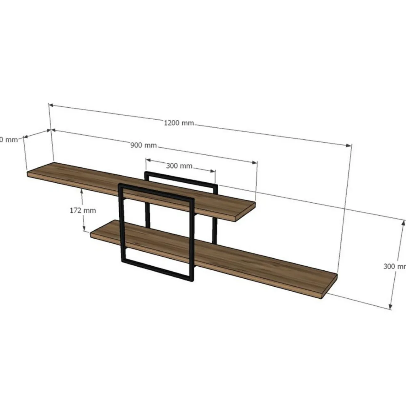 Wooden Art Etagère murale mone noyer - 120x30x18 cm