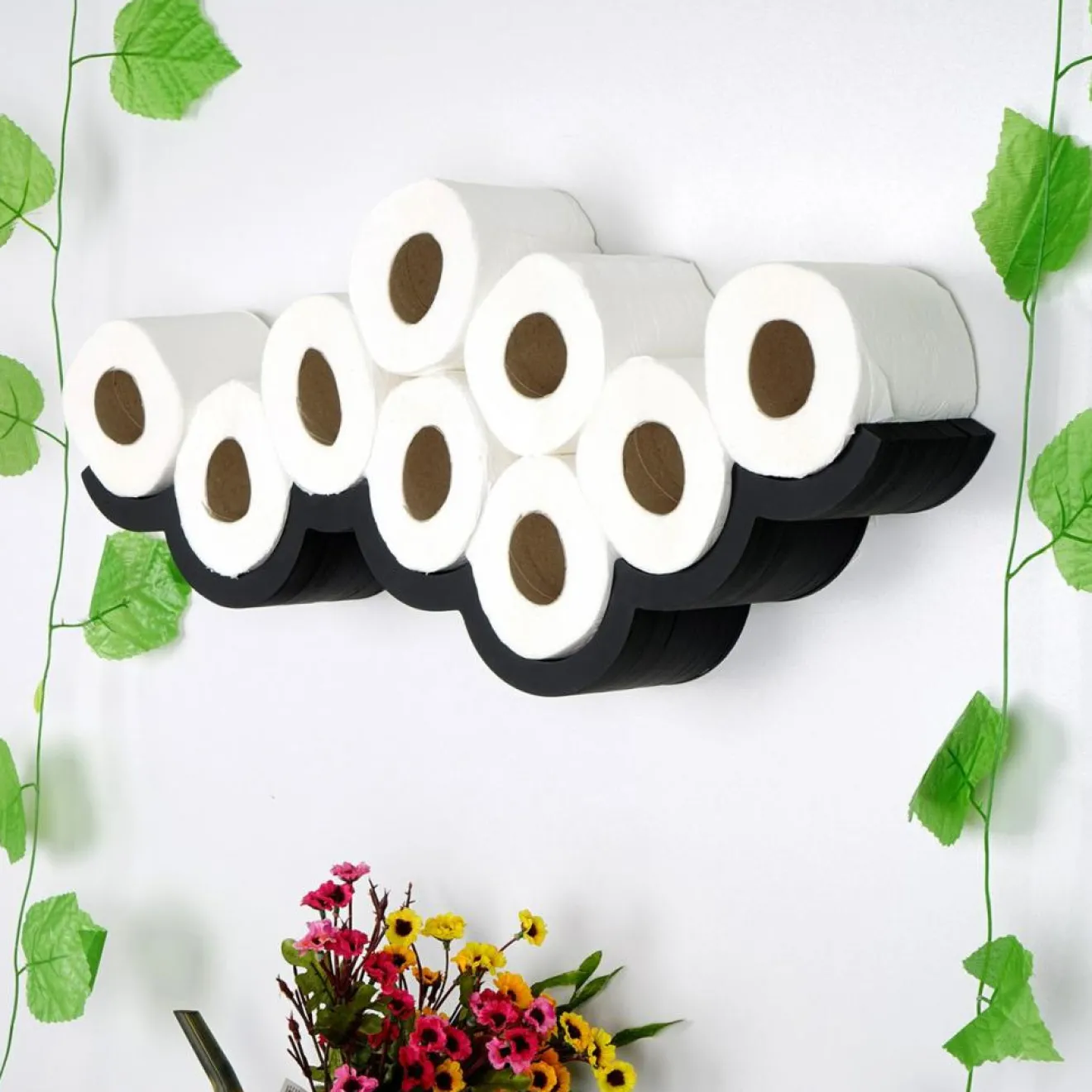 Homitis Etagère papier toilette wc018 noire - 62x9x16 cm