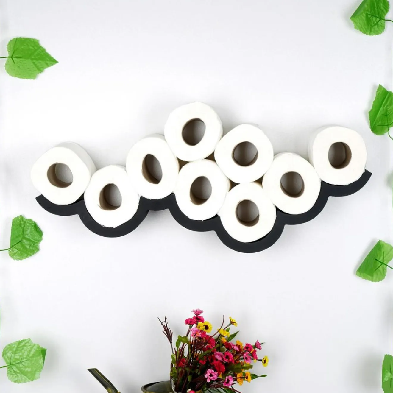 Homitis Etagère papier toilette wc018 noire - 62x9x16 cm