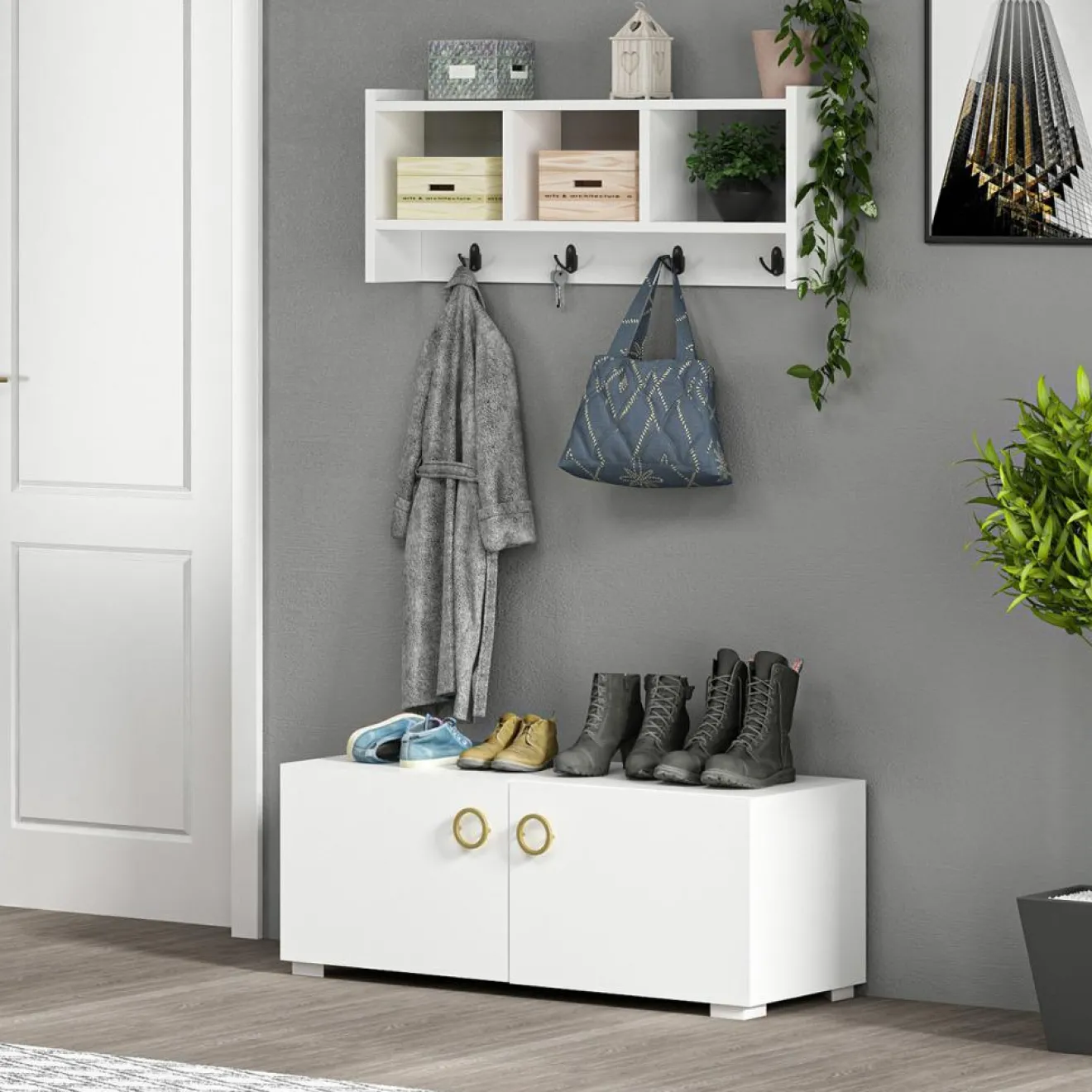 Online Homitis Etagère porte-manteau Star blanche - 75.6x35x22 cm