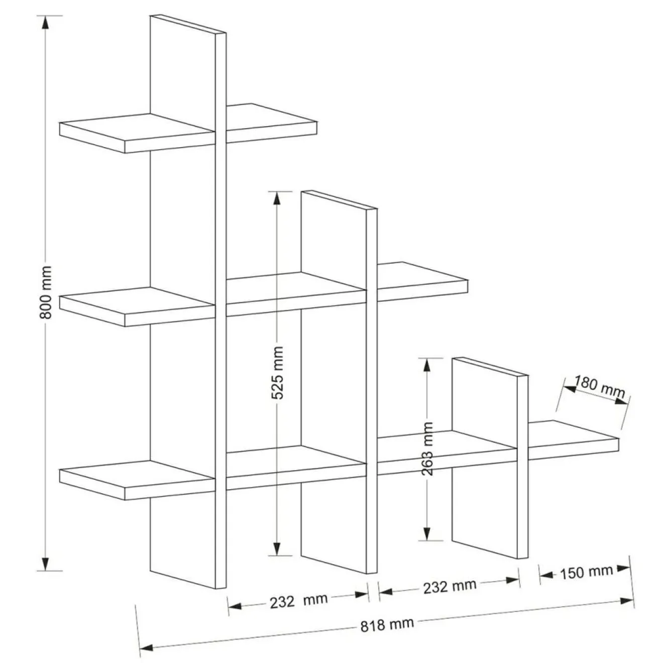 Best Homitis Etagère Pretino noyer - 81x80x18 cm