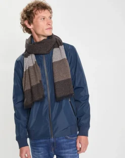 New Hackett London Etole en Laine mélangée à larges rayures marron
