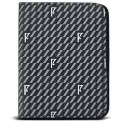 New Maison Faret Etui passeport en Toile enduite noir/gris - 14x10x2 cm