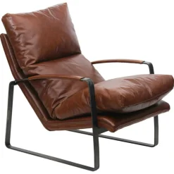 Bois & Chiffons Fauteuil cuir damo marron - 63x99x99 cm