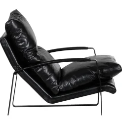 Bois & Chiffons Fauteuil cuir damo noir- 63x99x99 cm