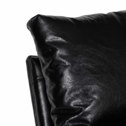 Bois & Chiffons Fauteuil cuir damo noir- 63x99x99 cm