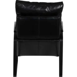 Bois & Chiffons Fauteuil cuir damo noir- 63x99x99 cm