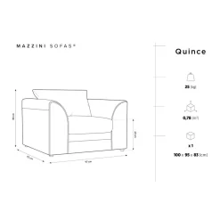 Outlet Mazzini Sofas Fauteuil Quince Velours côtelé vert - 97x92x80 cm