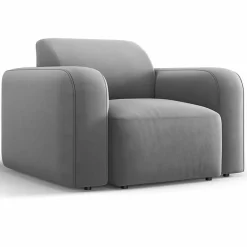 Discount Mazzini Sofas Fauteuil Velours Jasmin gris - 105x95x72 cm