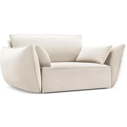 Mazzini Sofas Fauteuil Velours Vanda beige clair - 128x100x85 cm