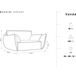 Mazzini Sofas Fauteuil Velours Vanda beige clair - 128x100x85 cm