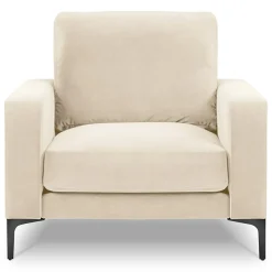Mazzini Sofas Fauteuil Velours Venus beige clair - 92x92x90 cm