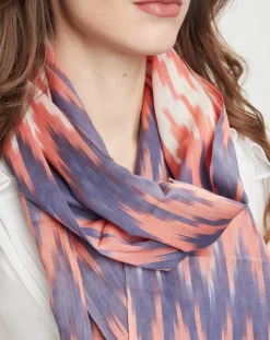 Petrusse Foulard en Coton & Soie Voyage corail - 55x200 cm