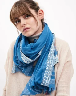 Sale Petrusse Foulard en Coton & Viscose Solila bleu - 120x180 cm