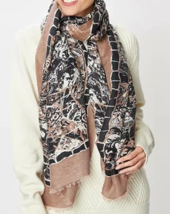 Femme Petrusse Foulard en Lin, Coton & Soie Ine noir - 70x190 cm