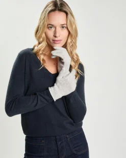 Femme Cashmere Tribu Gants 100% Cachemire Garance gris chiné clair