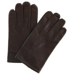 Homme Georges morand Gants en Cuir d'Agneau doublure textile marron
