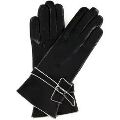 Femme Maison Fabre Gants en Cuir d'Agneau doublure Laine Leila noirs