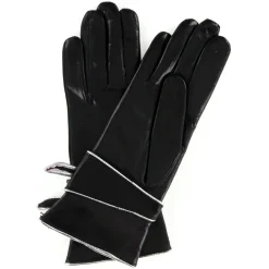 Femme Maison Fabre Gants en Cuir d'Agneau doublure Laine Leila noirs