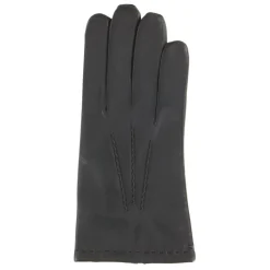 Homme Georges morand Gants en Cuir d'Agneau doublure Laine & Coton noirs