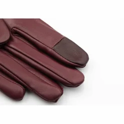 Sale Maison Fabre Gants en Cuir d'Agneau doublés Polaire Valois vin