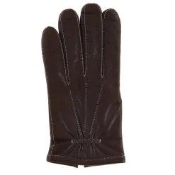 Homme Georges morand Gants en Cuir d'Agneau doublure textile marron/écru