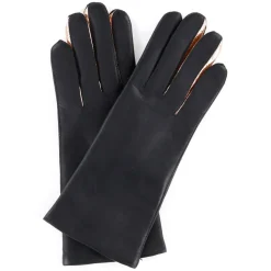 Femme Maison Fabre Gants en Cuir d'Agneau doublure Laine Heritage Valois gris foncé