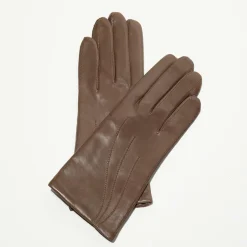 Maison Fabre Gants en Cuir d'Agneau Waves taupe foncé