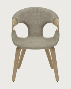 Uniqka Gazy - chaise en tissu Taupe et bois blanchi