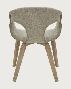 Uniqka Gazy - chaise en tissu Taupe et bois blanchi