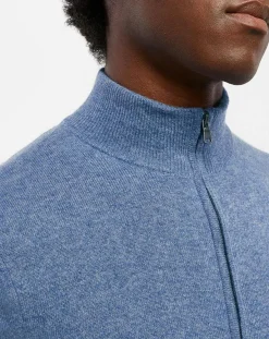 Homme Galeries Lafayette Gilet 100% Cachemire Zip Uni Nachgil bleu chiné